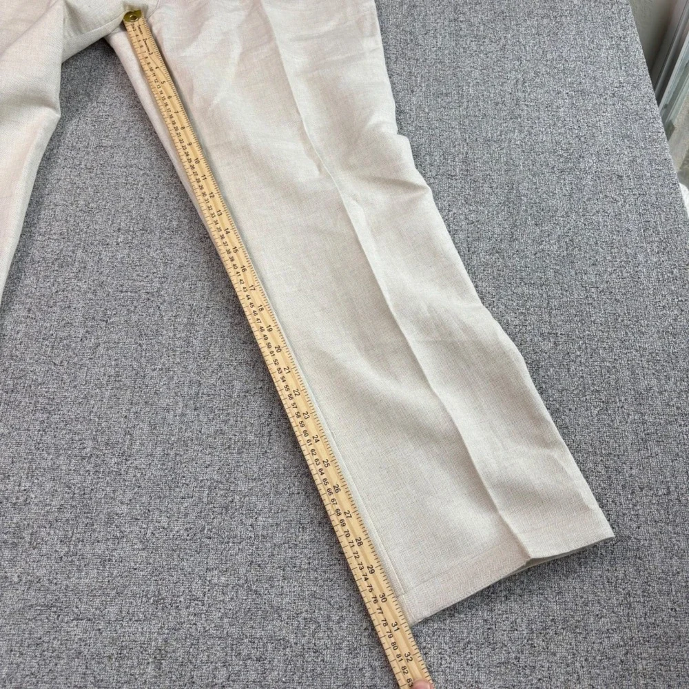 Caribbean Linen Blend Pants Mens 40x31 Beige Herringbone Resort Beach Wedding